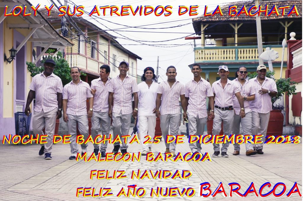 Loly y sus Atrevidos de la Bachata perform on the Malécon in Baracoa December 25, 2018