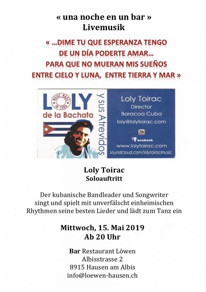 Loly Toirac toca en Hausen am Albis en Suiza el 15 de mayo de 2019.